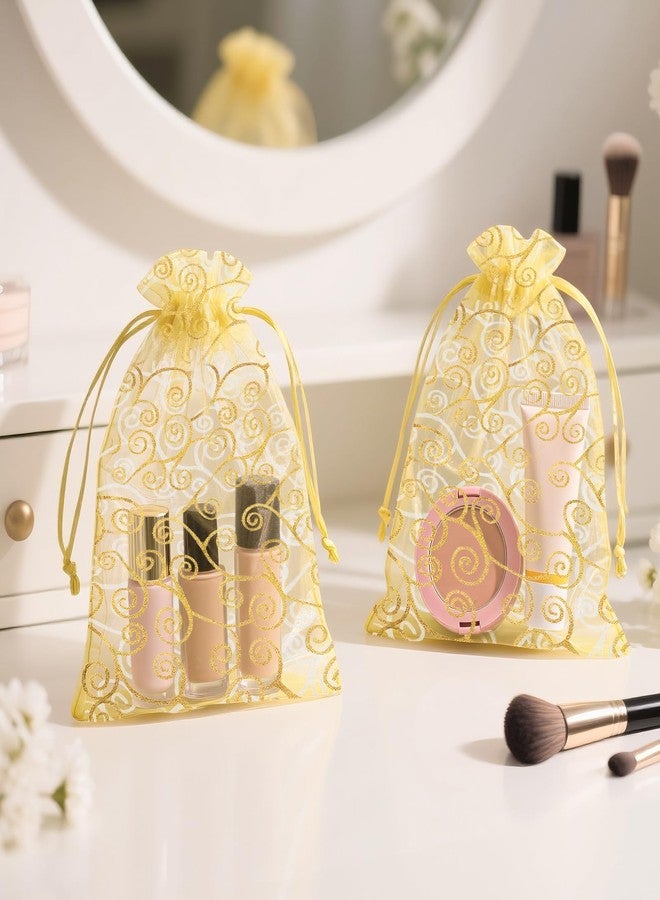 joycraft 50Pcs Organza Gift Bags - 5x7 In Gold Mesh Gift Drawstring Bags, Organza Party Favor Pouch for Valentine's Day, Wedding, Birthday, Brial Shower - Image 4